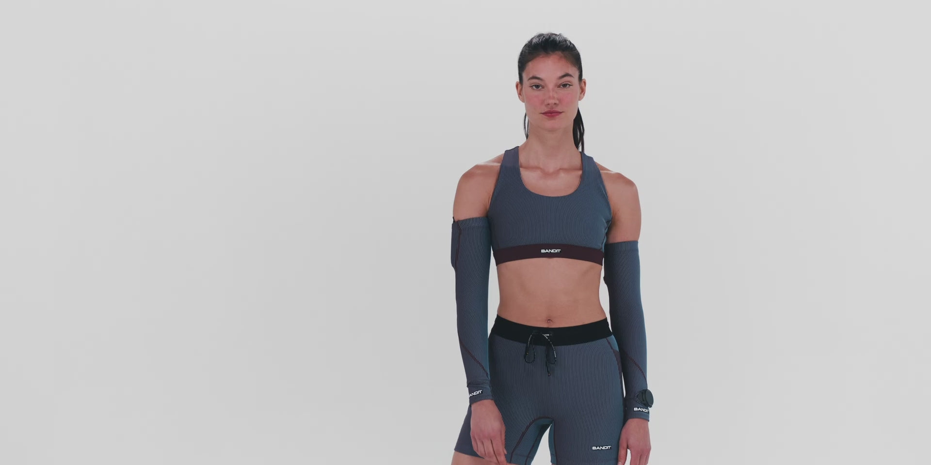 Striped Cadence™ Compression Sleeves - Fig / Vintage Blue