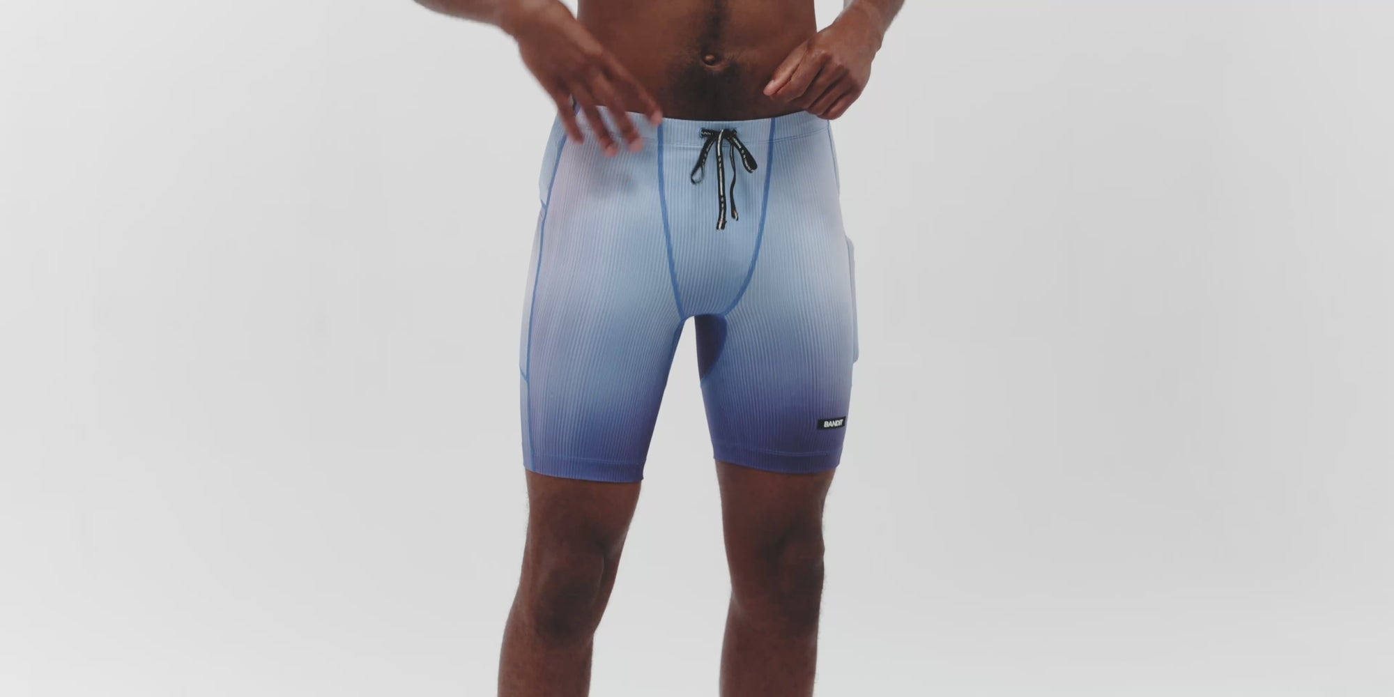 Striped Cadence™ 7 Pocket Half Tights - Deep Peri Blue Gradient