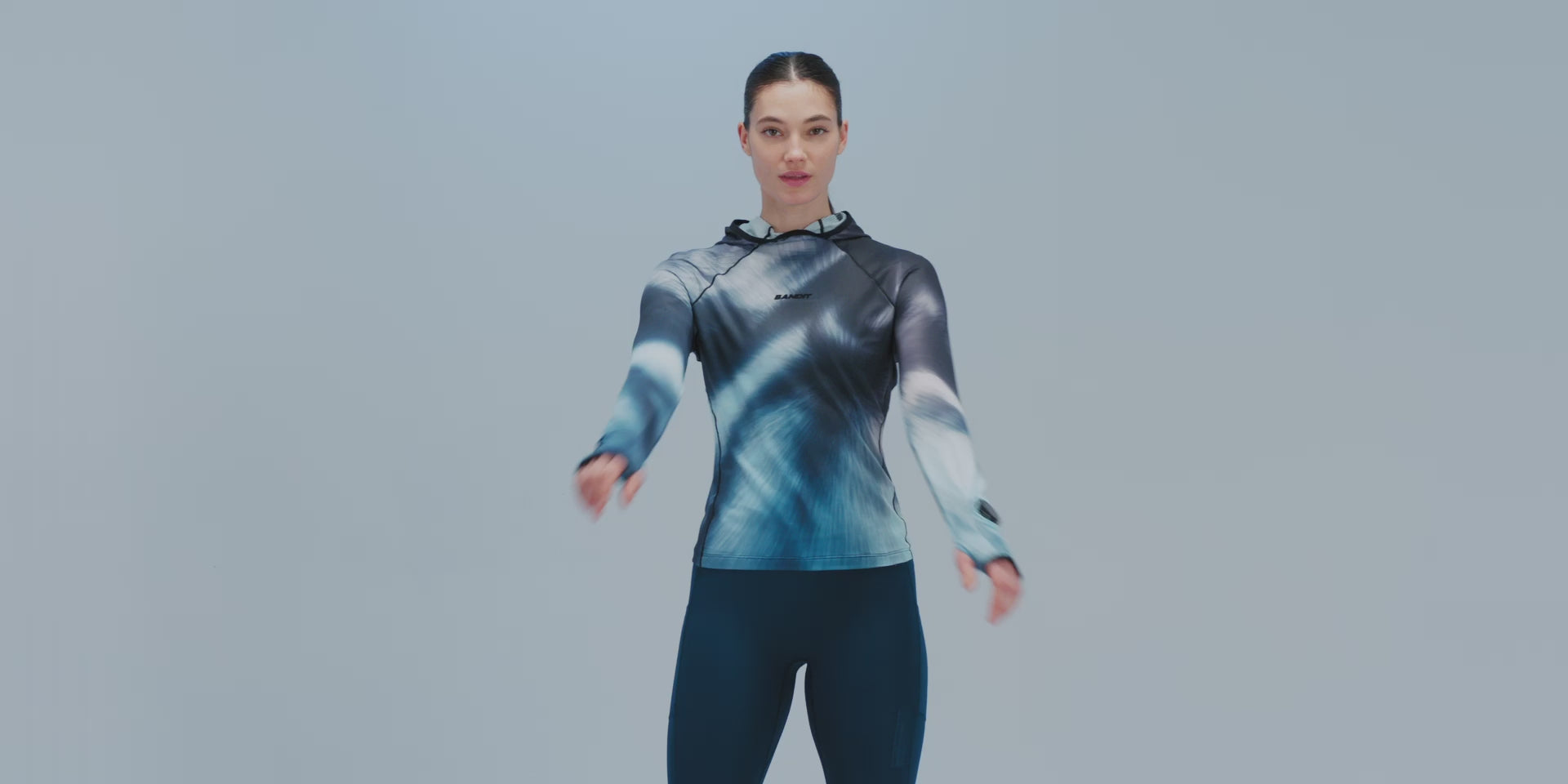 Thumbnail of Women's AuraGrid™ Hooded Performance Top - Storm Multi
