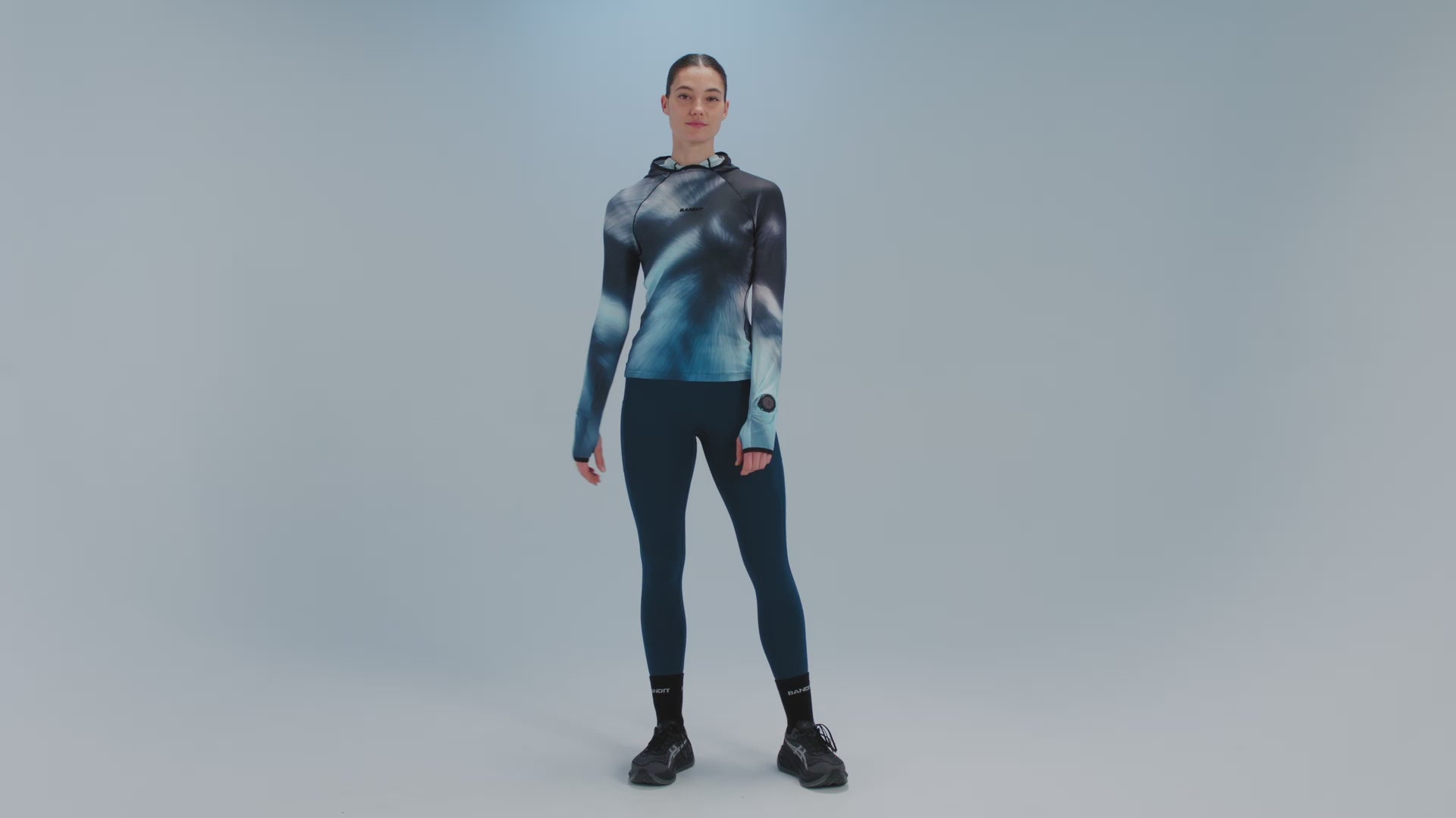 Women's AuraGrid™ Hooded Performance Top - Storm Multi