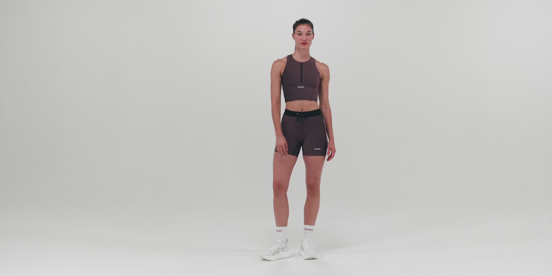 Thumbnail of Striped Cadence™ Zip Front Race Crop - Black / Mauve