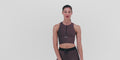 Thumbnail of Striped Cadence™ Zip Front Race Crop - Black / Mauve
