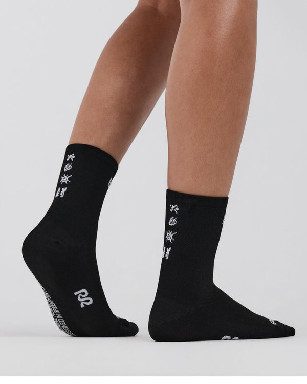 Lite Run™ Spring Motif Quarter Socks - Black / White