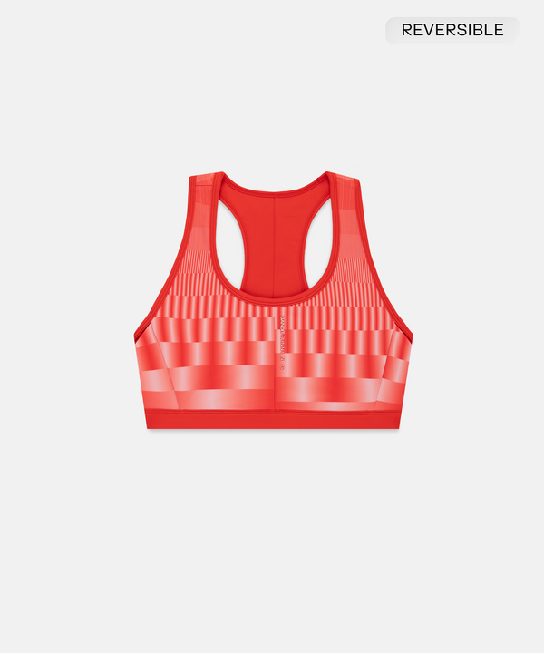 Women's Vanisher™ Reverso™ Scoop Neck Run Bra - Growing Grid - Poppy