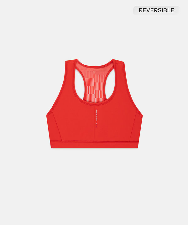 Women's Vanisher™ Reverso™ Scoop Neck Run Bra - Growing Grid - Poppy