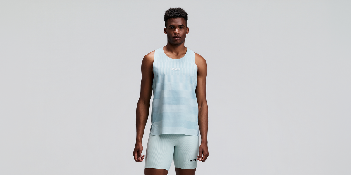 Men's CoolGrid™ Training Singlet with Flopack™ - Growing Grid - Lagoon / Mist