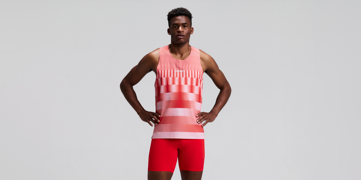 Men's CoolGrid™ Training Singlet with Flopack™ - Growing Grid - Poppy