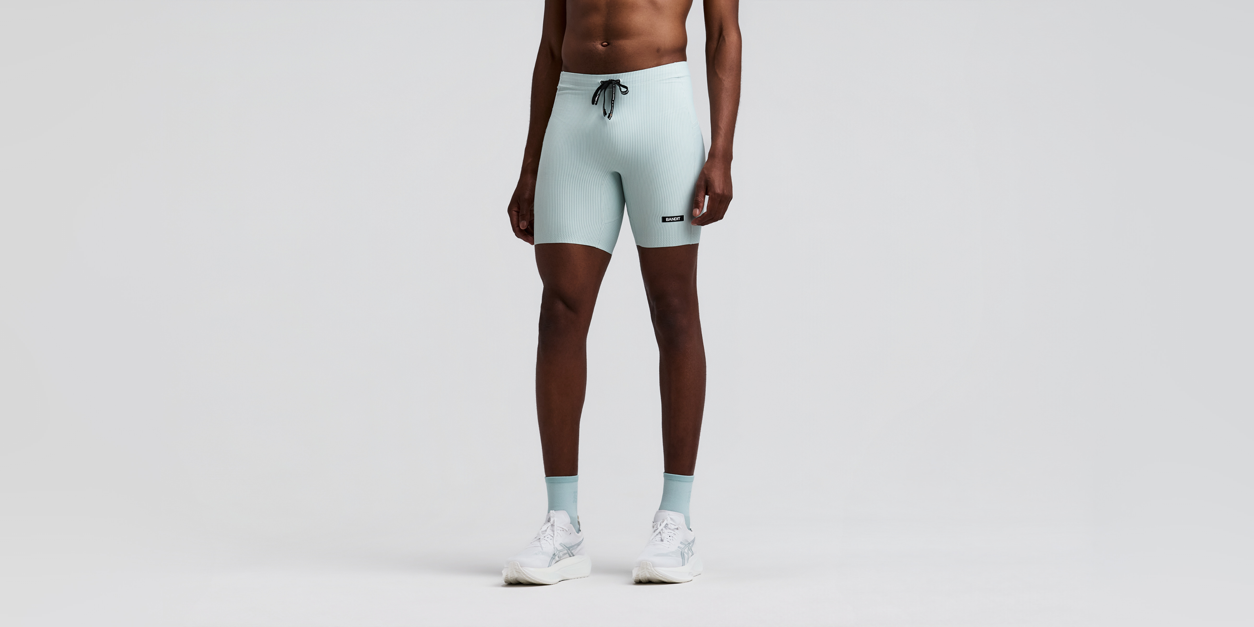 Men's Striped Cadence™ Quarter Tights - Mist / Lagoon