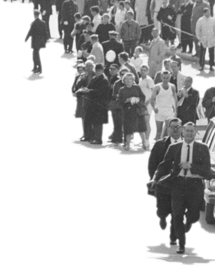 Crowd with reporters